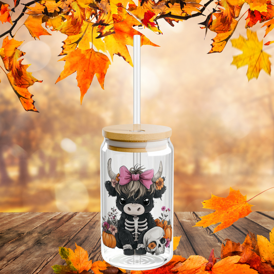 Autumn highland cow libbey can