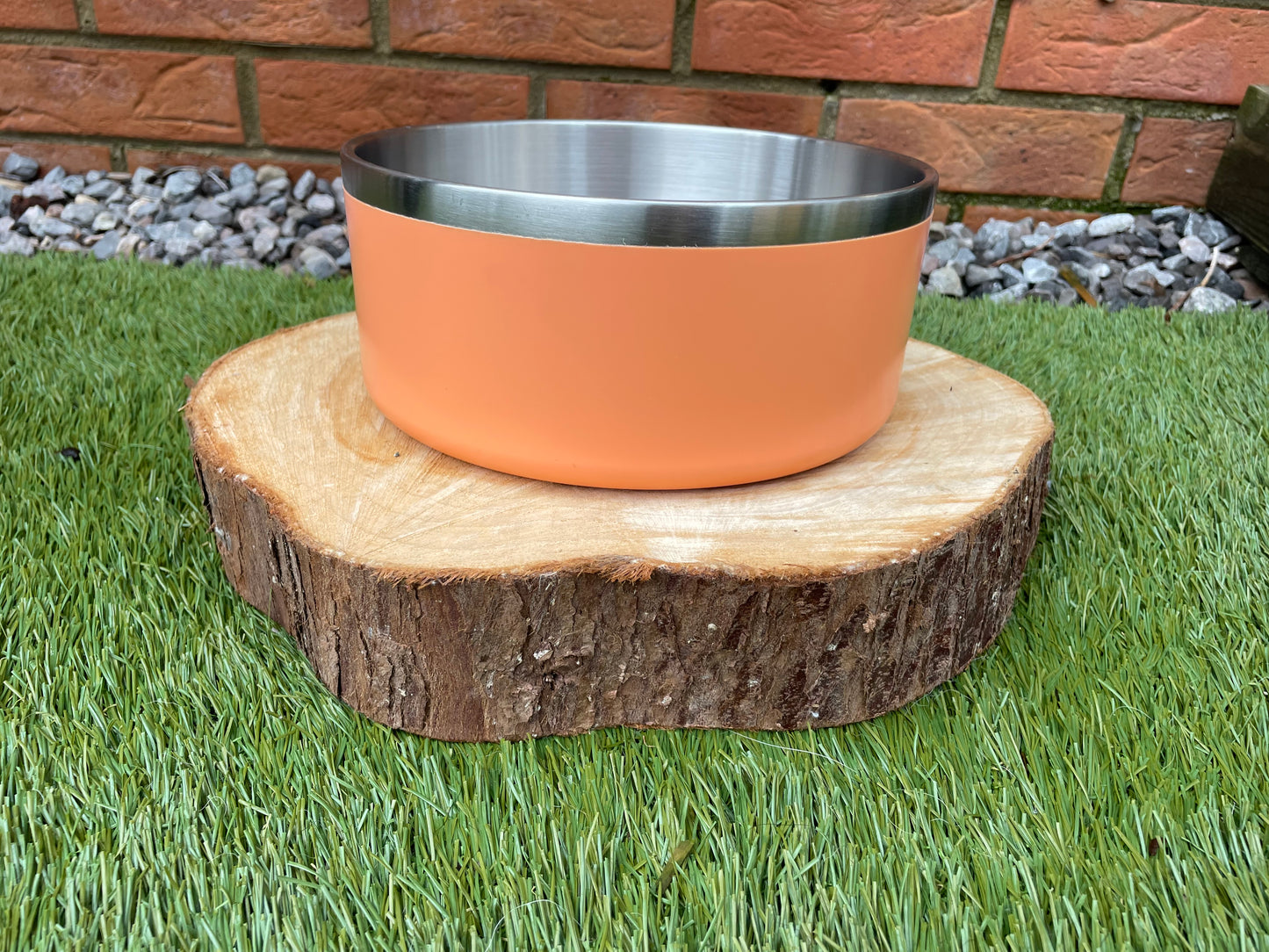 Orange Double Layer Dog Bowl Stainless Steel Pet Bowl - LARGE
