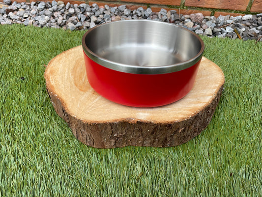 Red Double Layer Dog Bowl Stainless Steel Pet Bowl - SMALL