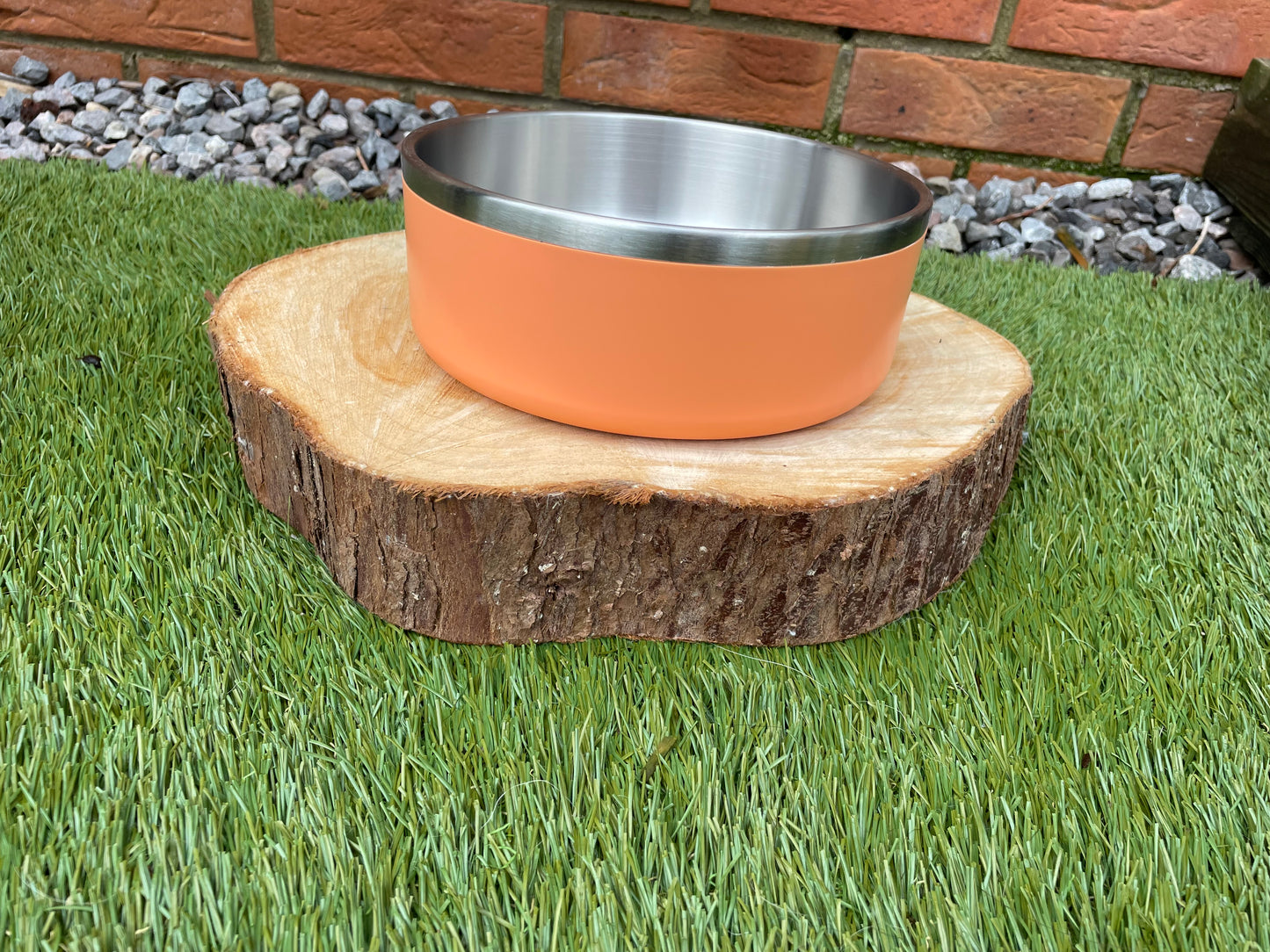 Orange Double Layer Dog Bowl Stainless Steel Pet Bowl - SMALL